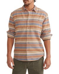 Marine Layer - Stripe Cotton & Wool Button-up Shirt - Lyst