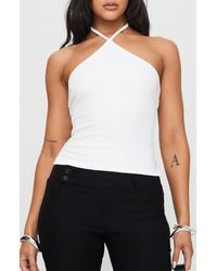 Princess Polly - Baseline Rib Stretch Cotton Halter Top - Lyst