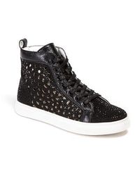 Lady Couture - Laser Cut High Top Sneaker With Rhinestones - Lyst