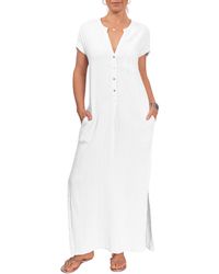 EVERYDAY RITUAL - Stacey Split Neck Cotton Caftan - Lyst