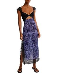 Free People - Suddenly Fine Floral Print Cutout Lace Trim Nightgown - Lyst