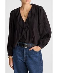 Madewell - Lace Insert Ruffle Pintuck Long Sleeve Top - Lyst