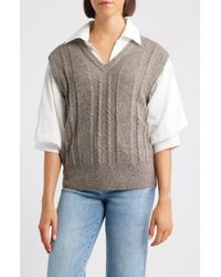 Wit & Wisdom - Mixed Media Elbow Sleeve Shirt & Sweater Vest - Lyst