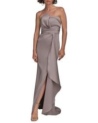 Donna Karan - Asymmetric Strapless Satin Gown - Lyst
