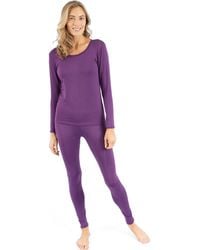 Leveret - Two-Piece Thermal Long Sleeve Solid Pajamas - Lyst