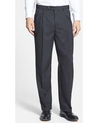 Berle - Self Sizer Waist Plain Weave Pleated Washable Trousers - Lyst