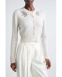 Erdem - Crystal & Sequin Embellished Alpaca Blend Crop Cardigan - Lyst