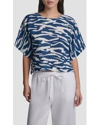 DKNY - Pattern Boxy Linen Top - Lyst