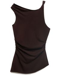 Mango - Asymmetric Ruched Knit Top - Lyst