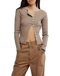 Free People - Tilly Rib Long Sleeve Button-Up Top - Lyst