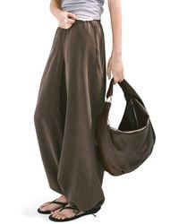 Mango - Elastic Waist Baggy Wide Leg Pants - Lyst