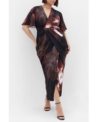 City Chic Braelynn Floral Flutter Sleeve Maxi Dress in Red | Lyst