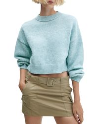 Mango - Drop Shoulder Crop Sweater - Lyst