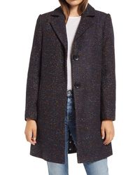 Sam Edelman Notch Collar Tweed Coat - Blue