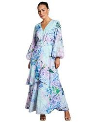 Coast - Long Sleeve Chiffon Belted Maxi Dress - Lyst