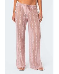Edikted - Emboidered Sheer Cotton Blend Lace Drawstring Cover-Up Pants - Lyst