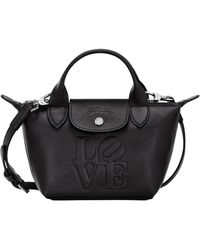 Longchamp - X Robert Indiana Extra Small Le Pliage Leather Top Handle Bag - Lyst