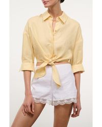 STAUD - Lisa Tie Front Linen Button-Up Top - Lyst