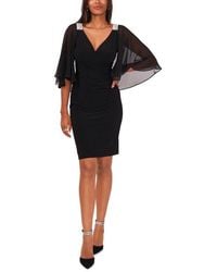 Chaus - Rhinestone Accent Chiffon Sleeve Knit Minidress - Lyst