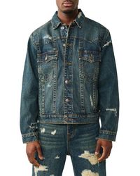 TRUE RELIGION - Jimmy Destroyed Oversize Denim Jacket - Lyst