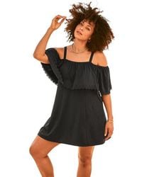 Swim 365 - Laser-Cut Off-The-Shoulder Swim Dress - Lyst