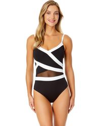 Anne Cole - Mesh Around Mesh Insert One Piece Swimsuit - Lyst