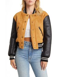 Blank NYC - Faux Suede & Faux Leather Bomber Jacket - Lyst