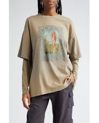 Acne Studios - Edra Layered Look Distressed Cotton Graphic T-shirt - Lyst