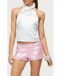 Edikted - Cowl Neck Backless Satin Crop Top - Lyst