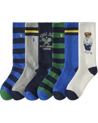 Polo Ralph Lauren - Assorted 6-Pack Athletic Club Polo Bear Crew Socks - Lyst