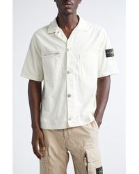 Stone Island - Short Sleeve Stretch Cotton Button-Up Shirt - Lyst
