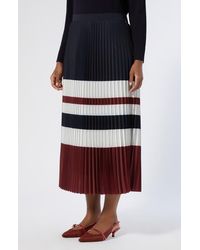 Marina Rinaldi - Master Colorblock Pleated Crêpe De Chine Skirt - Lyst