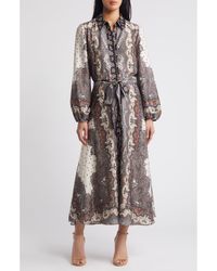 Julia Jordan - Tie Belt Long Sleeve Midi Shirtdress - Lyst