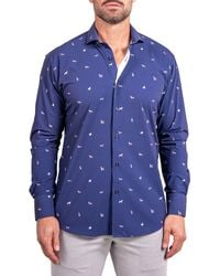 Maceoo - Einstein Stretch Ascension 0205 Dog Print Contemporary Fit Button-Up Shirt - Lyst
