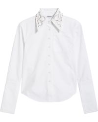 Saint Sintra - Swarvoski Crystal Embellished Crop Button-up Shirt - Lyst