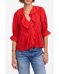 Madewell - Pintuck Ruffle Puff Sleeve Top - Lyst