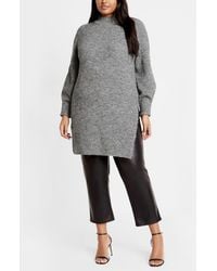 City Chic - Dallas Rib Mock Neck Longline Sweater - Lyst