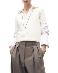 Mango - Short Sleeve Cotton & Wool Polo Sweater - Lyst