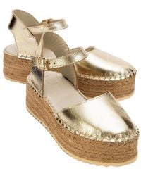 Forever & Always Shoes - Viba Leather Espadrille Platform Wedge Sandals - Lyst