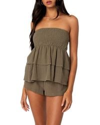 Edikted - Harleigh Strapless Smocked Top - Lyst