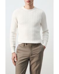Mango - Crewneck Cable Stitch Sweater - Lyst