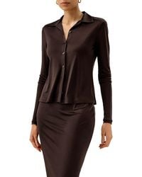 LILYSILK - Silk Jersey Basic Slim Shirt - Lyst