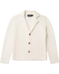 Space Grey - Textured Knit Blazer With Wooden Buttons - Lyst
