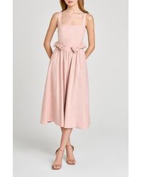 Wayf - Lizzy Bow Trim Midi Dress - Lyst