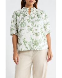 Sugarlips - Bria Floral Blossom Smocked Button-Up Top - Lyst