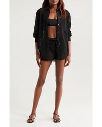 Solid & Striped - The Bronte Embroidered Eyelet Long Sleeve Cover-Up Tunic Shirt - Lyst