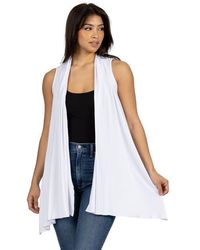 24seven Comfort Apparel - Draped Open Front Sleeveless Cardigan Vest - Lyst