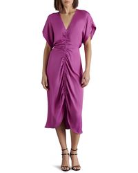 Steve Madden - Aimee Ruched Front Midi Dress - Lyst