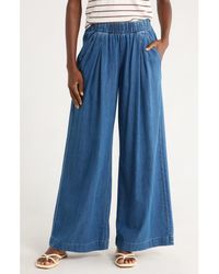 Marine Layer - Allison Pull-On Wide Leg Denim Pants - Lyst