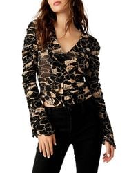 Free People - Through The Meadow Ruched Mesh Top - Lyst
